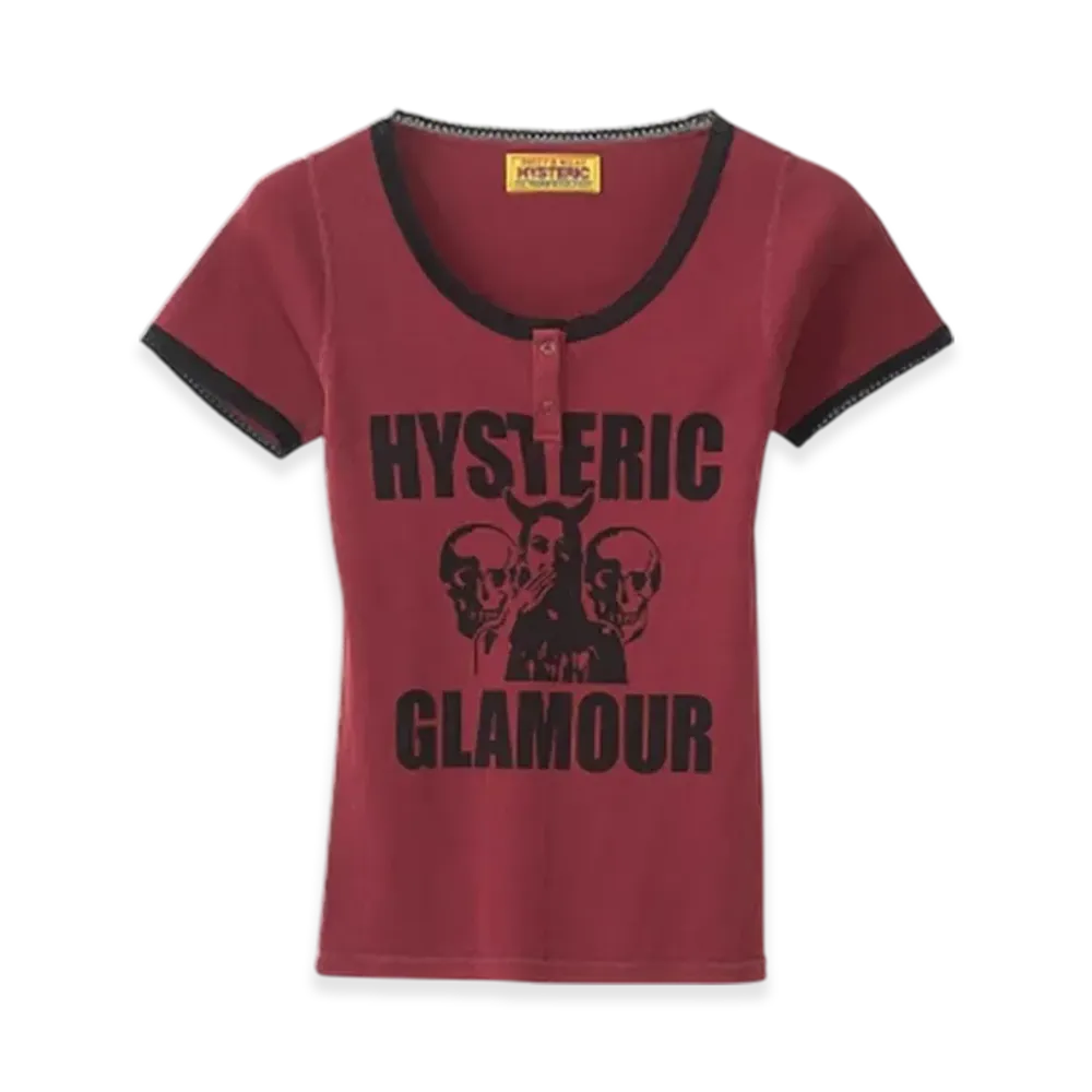 HYSTERIC GLAMOUR Evil Skull Chibi T-Shirt "Red"