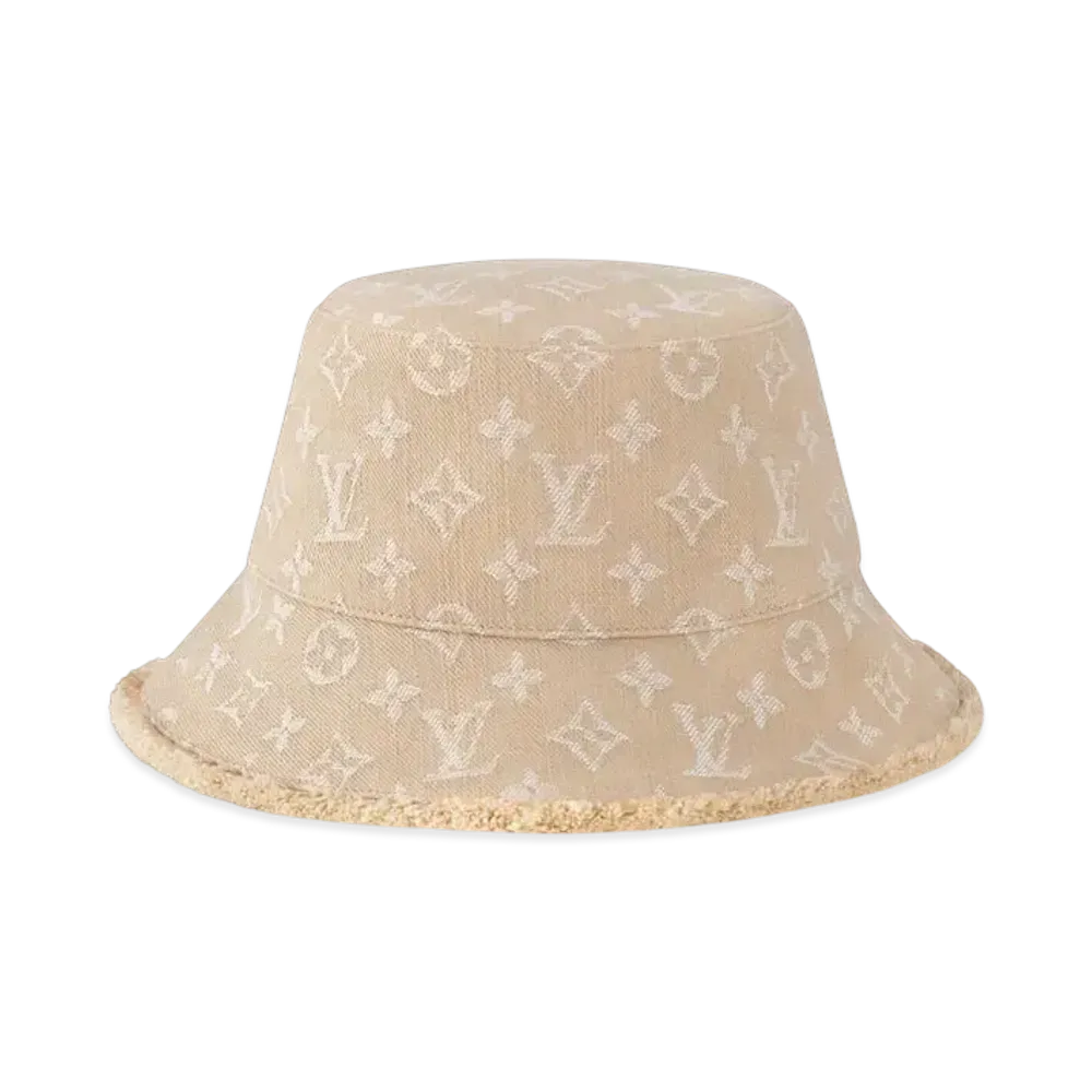 Louis Vuitton Women's Monogram Denim Bucket Hat "Beige Sable"