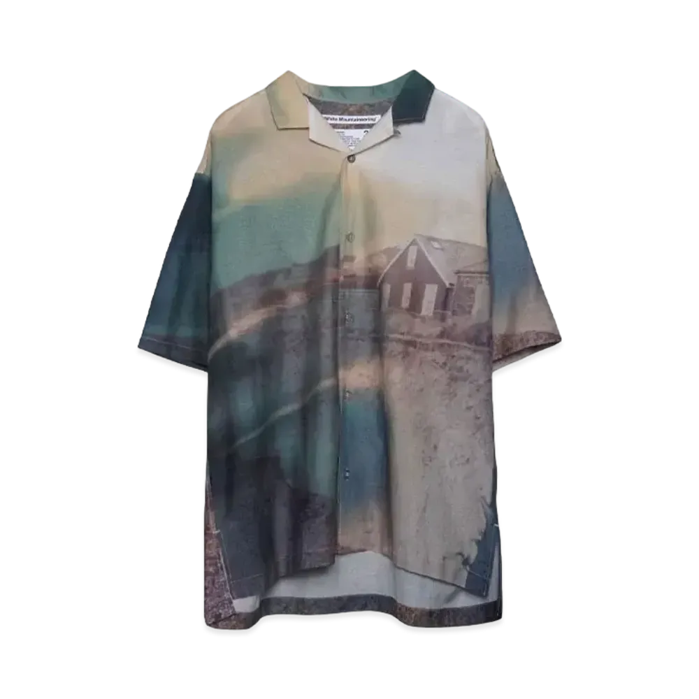 White Mountaineering PHOTO PRINT OPEN COLLAR SHIRT "MULTI"