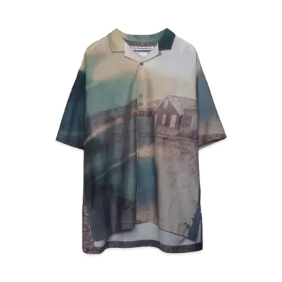 White Mountaineering PHOTO PRINT OPEN COLLAR SHIRT "MULTI"