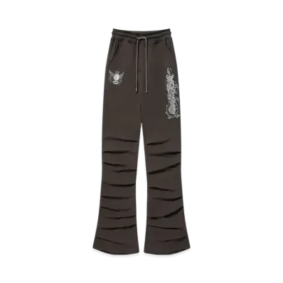 BlackEyePatch Crowned Wings Script Shirring Sweat Pants "Charcoal"
