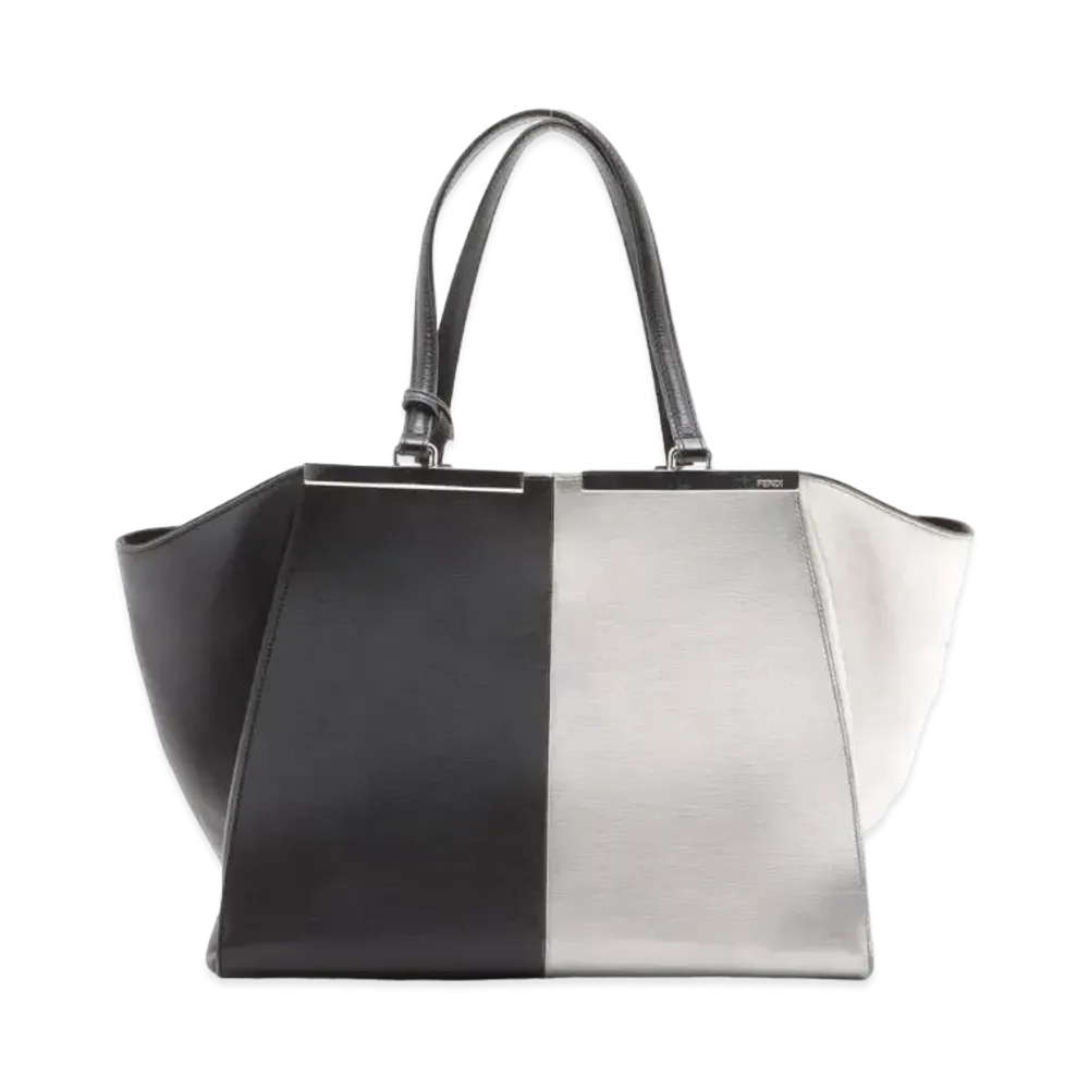 FENDI Troyjuru Leather Tote Bag "Black/Silver"