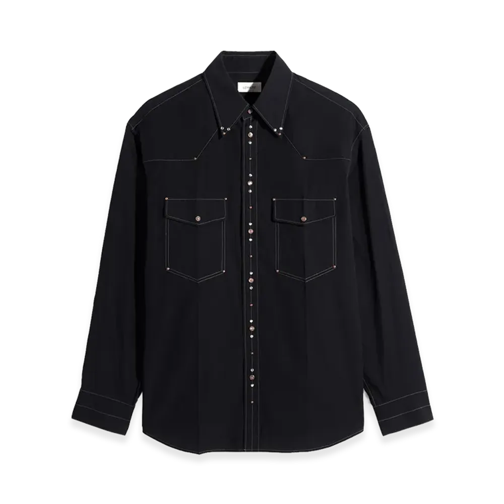 LEMAIRE Crepe Cotton Studded Shirt "Black"