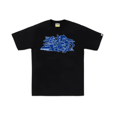 A BATHING APE Asnka Kanji Graffiti Logo Tee "Black/Blue"