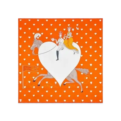 Hermes Tea Time Scarf 70 "Orange/Gris/Blanc"
