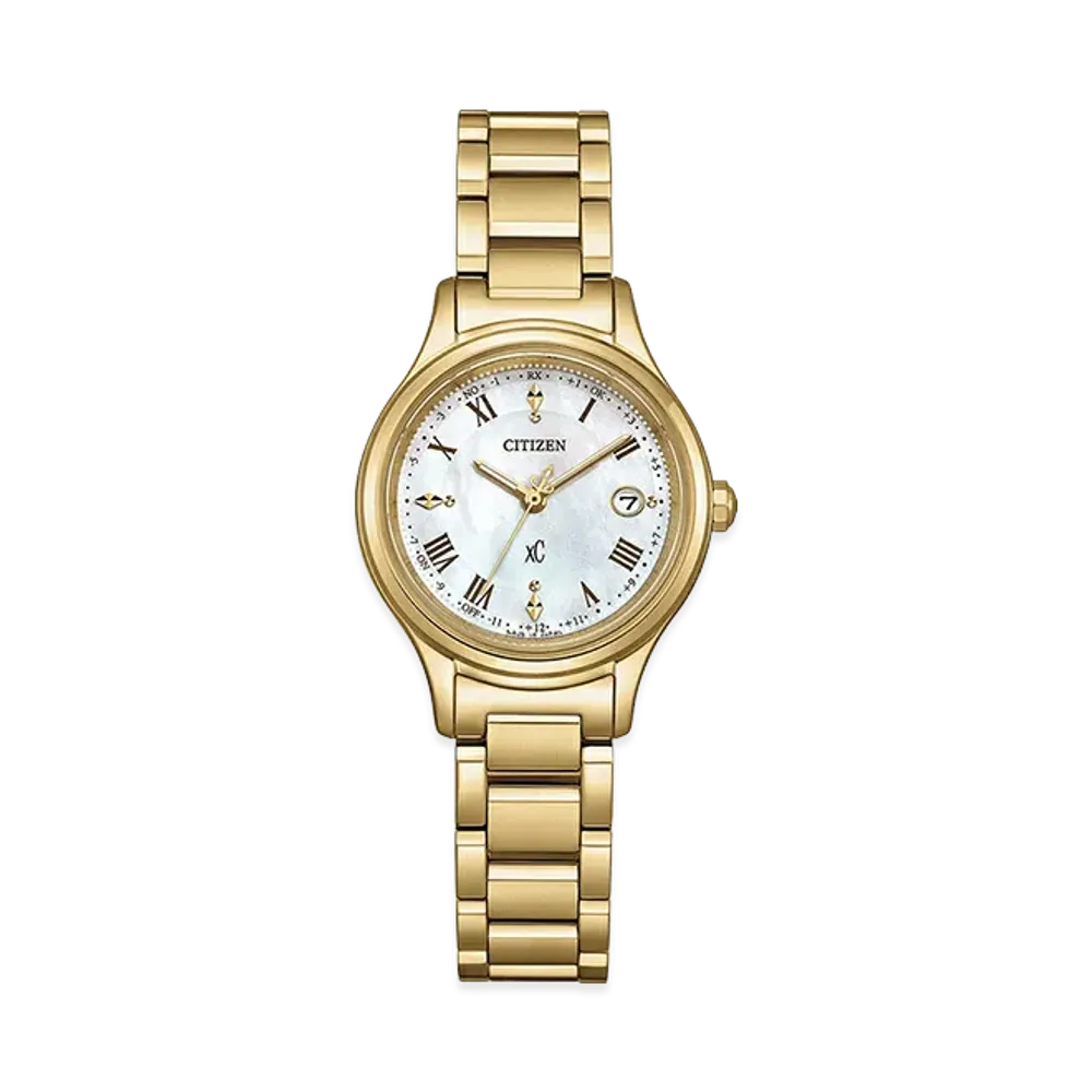 CITIZEN Women's XC Hikari Collection Eco-Drive "Gold/White Shell"