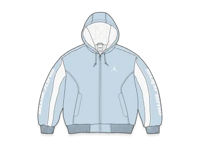 Supreme x Jordan Hooded Leather Jacket "Light Blue"