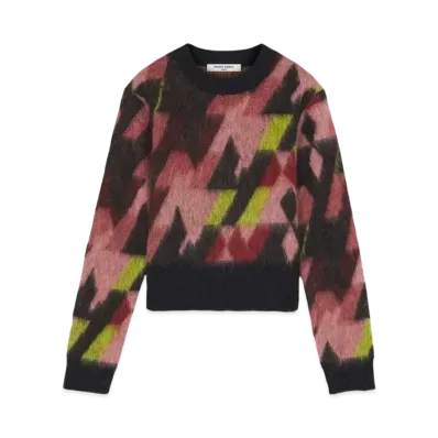 Maison Kitsune Women'S Graphic Mohair Jacquard Jumper "Pecan/Pasture Rose"