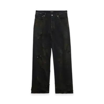 BALENCIAGA Super Destroyed Japanese Denim Baggy Pants "Black"