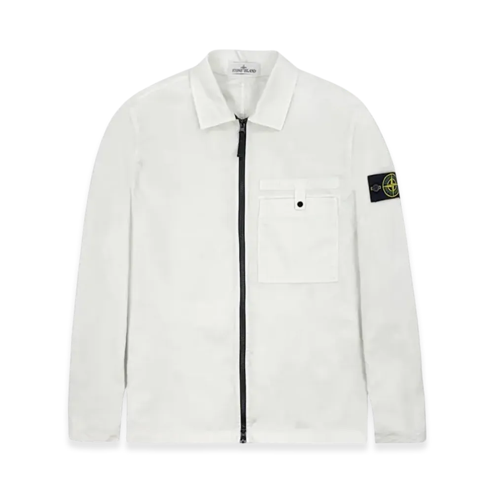 Stone Island 12619 Supima Cotton Twill Stretch-TC Garment Dyed Overshirt - 22SS "Ice"