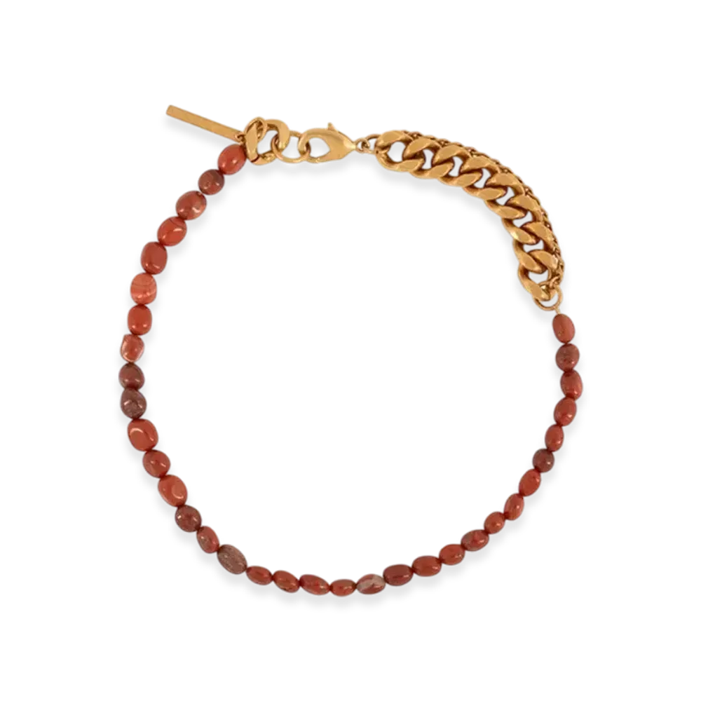 DRIES VAN NOTEN Stone Chain Necklace "Dark Red"