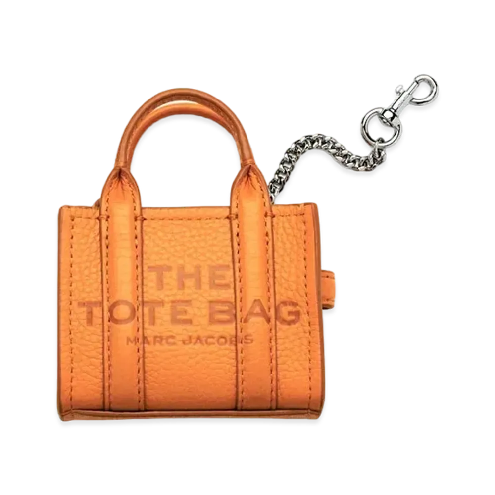 Marc Jacobs The Leather Nano Tote Charm "Tangerine"