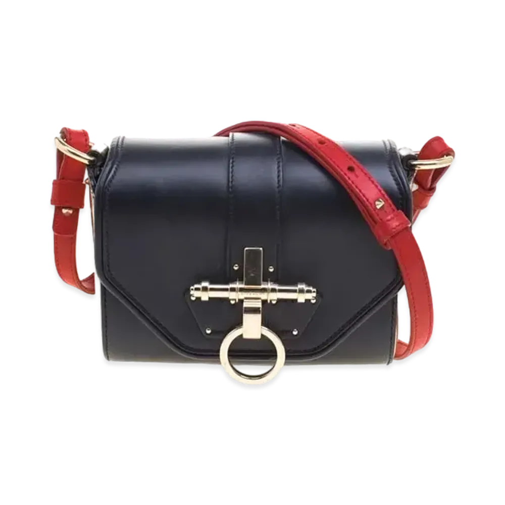 GIVENCHY Obsedia Leather Shoulder Bag "Black/Red"