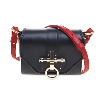 GIVENCHY Obsedia Leather Shoulder Bag "Black/Red"