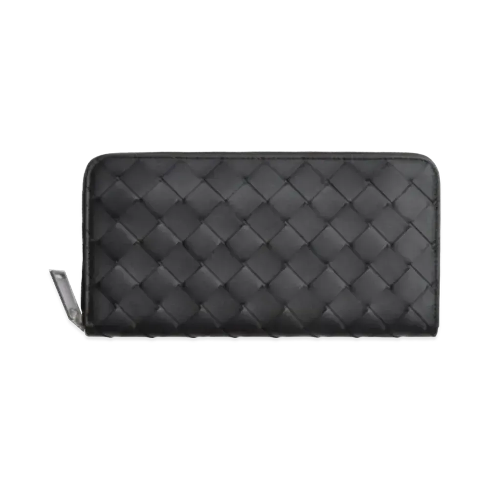 Bottega Veneta Zip Around Wallet "Black Grass"