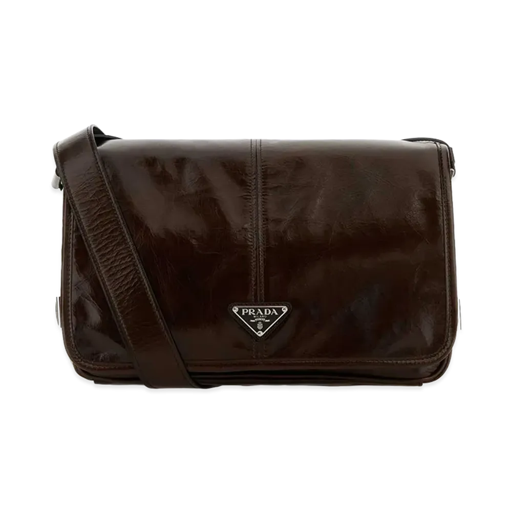 PRADA Chocolate Leather Crossbody Bag "Brown"