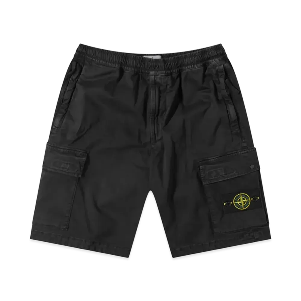 Stone Island L0904 Stretch Canvas Cargo Shorts - 21SS "Black"