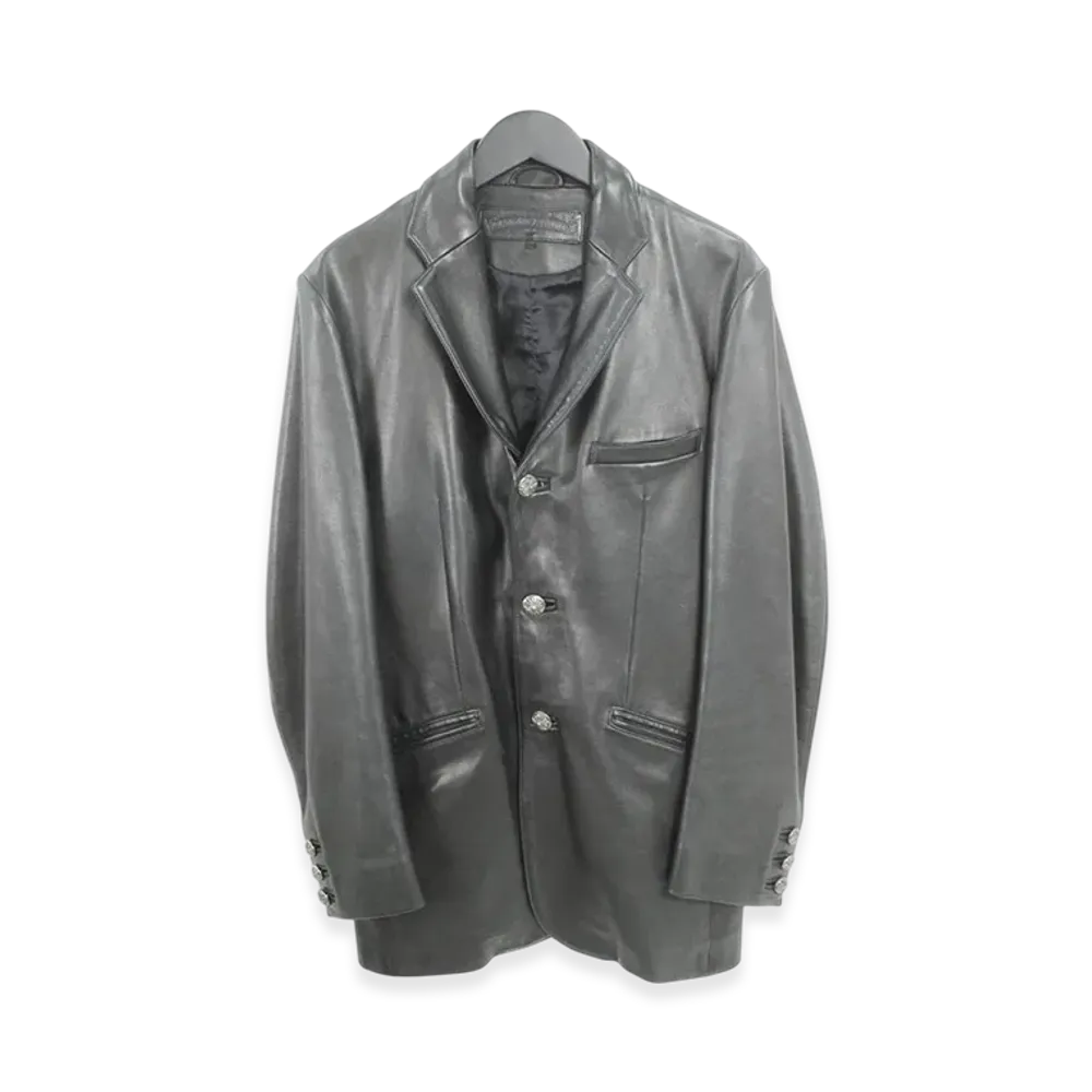 Chrome Hearts Crossball Button Leather Tailored Jacket "Black"