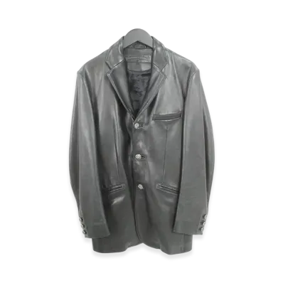 Chrome Hearts Crossball Button Leather Tailored Jacket "Black"