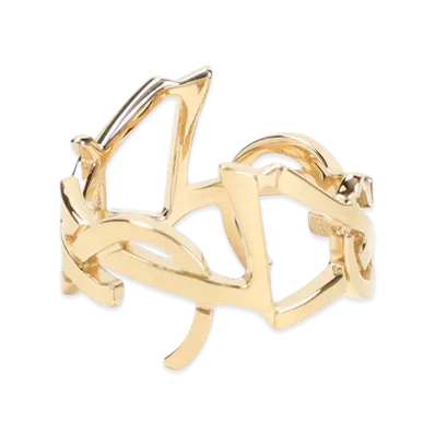Saint Laurent Women's Scarf Cassandre Ring "Gold"