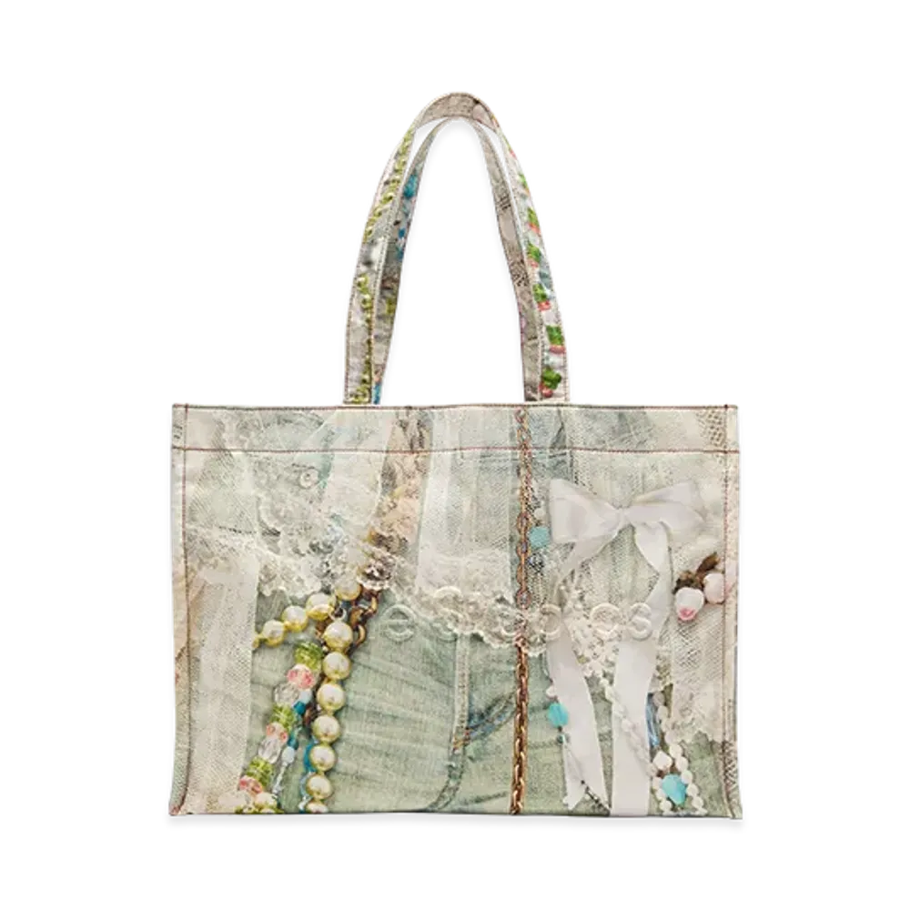 Acne Studios Logo Shoulder Tote Bag "White/Green"
