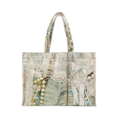 Acne Studios Logo Shoulder Tote Bag "White/Green"