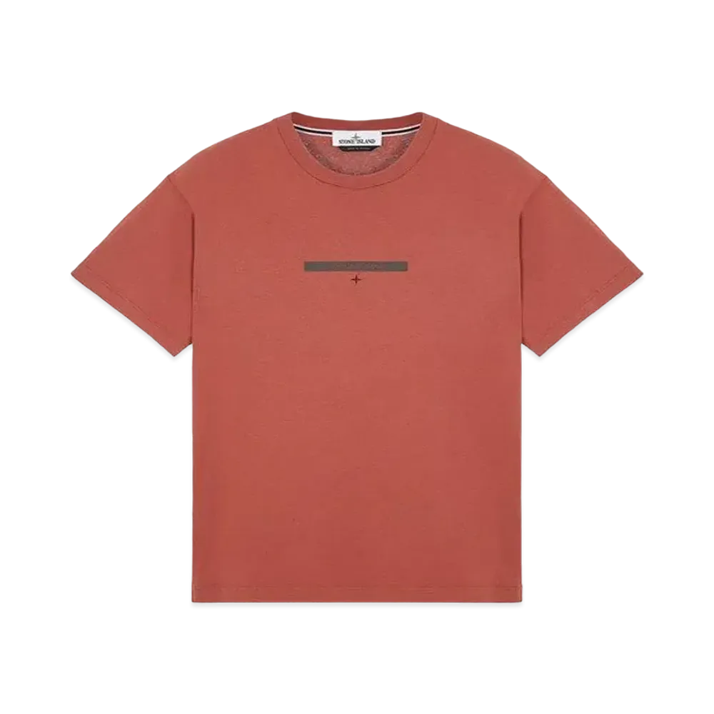 Stone Island 2NS84 COTTON JERSEY, 'MICRO GRAPHICS ONE' PRINT_SLIM FIT "Brick Red"