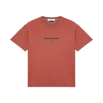 Stone Island 2NS84 COTTON JERSEY, 'MICRO GRAPHICS ONE' PRINT_SLIM FIT "Brick Red"