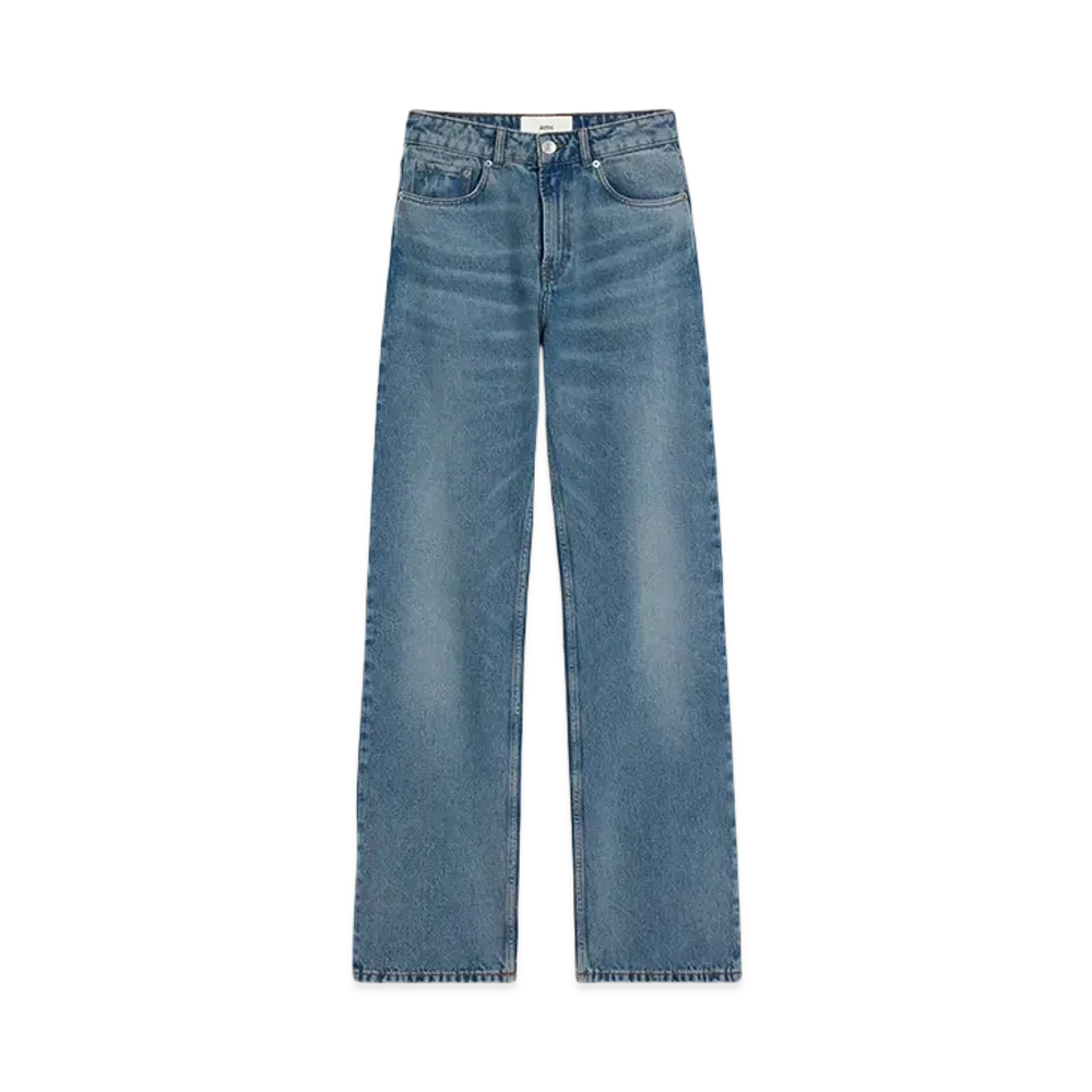 AMI PARIS Blue Cotton Large Fit Jeans "Usedblue"