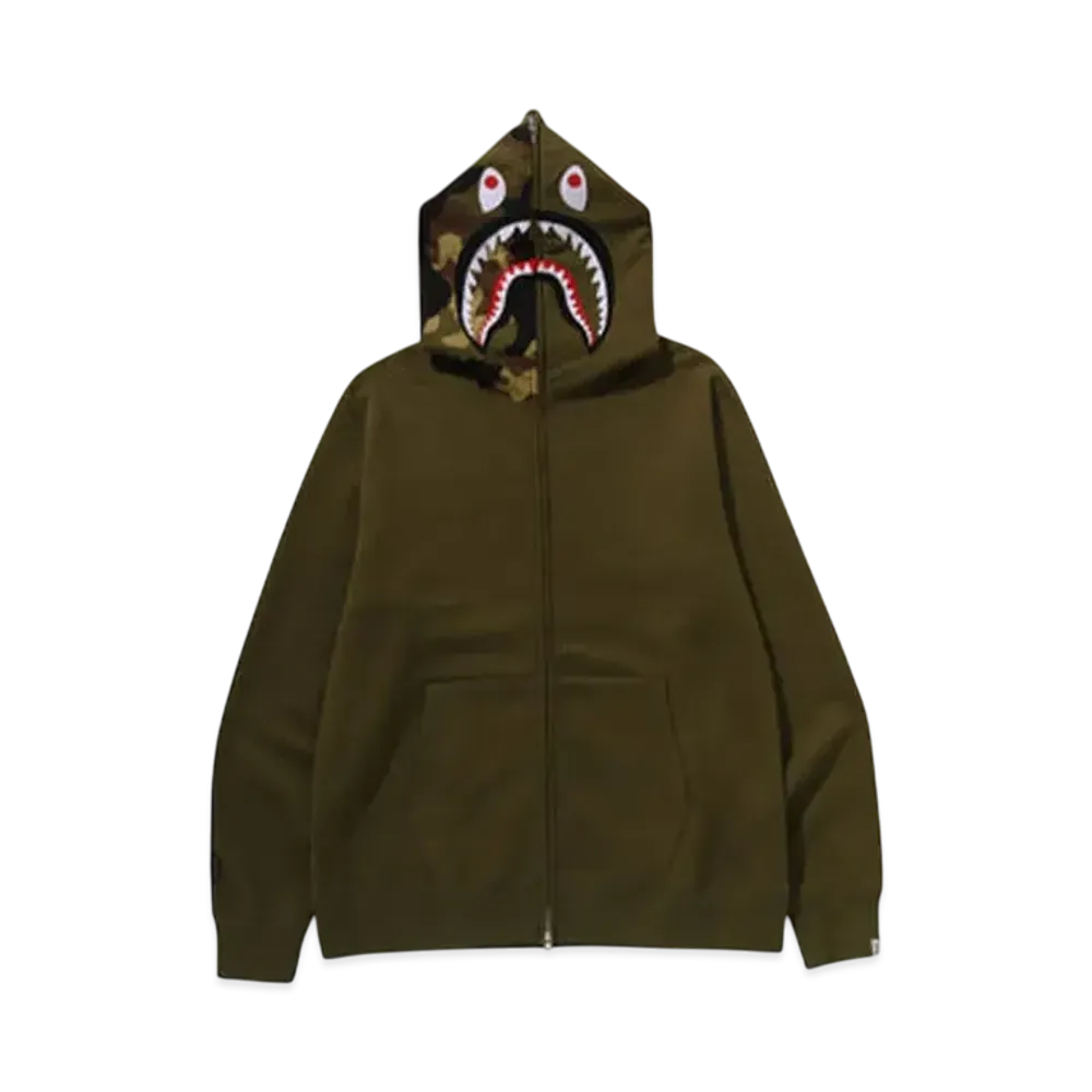 A BATHING APE A Rising Bape Military A BATHING APE Shark Full Zip Hoodie "Olive Drab"