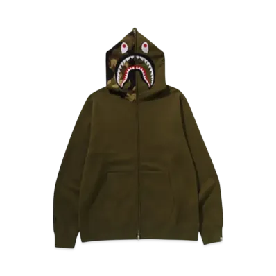 A BATHING APE A Rising Bape Military A BATHING APE Shark Full Zip Hoodie "Olive Drab"