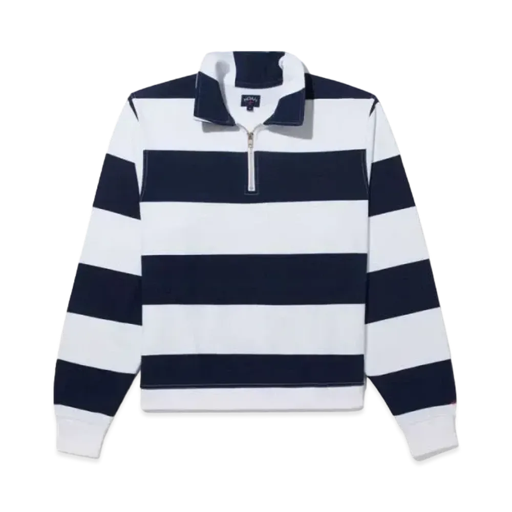 Noah Striped Lightweight Pullover Sweatshirt "White Navy"