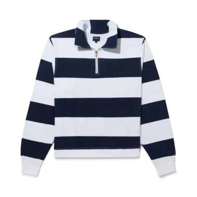 Noah Striped Lightweight Pullover Sweatshirt "White Navy"
