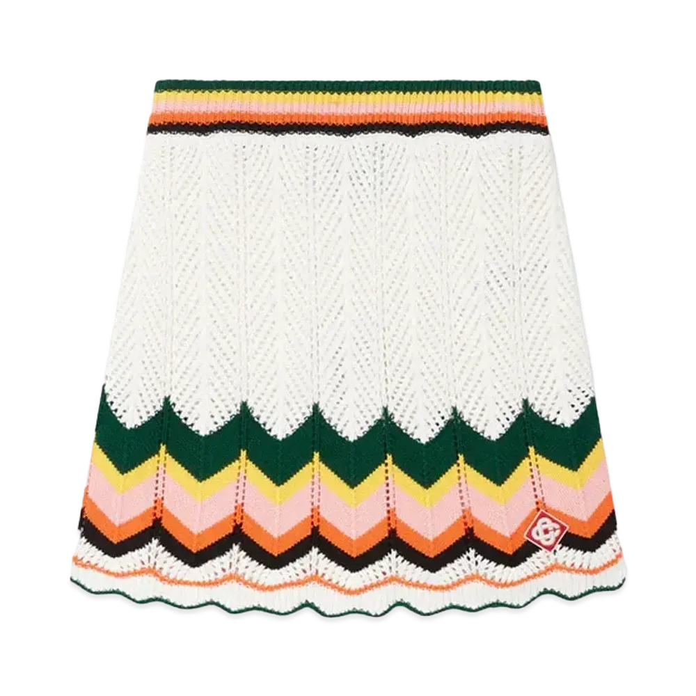 Casablanca Chevron Lace Skirt "White"