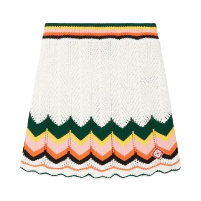 Casablanca Chevron Lace Skirt "White"