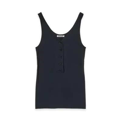 AURALEE Women's Organic Cotton Fine Rib Tank "Dark Navy"