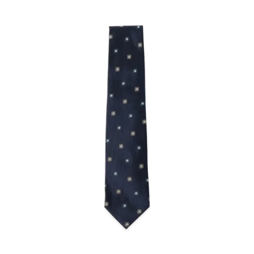 BEAMS Silk Flower Pattern Necktie "Navy"