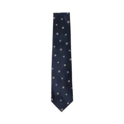 BEAMS Silk Flower Pattern Necktie "Navy"