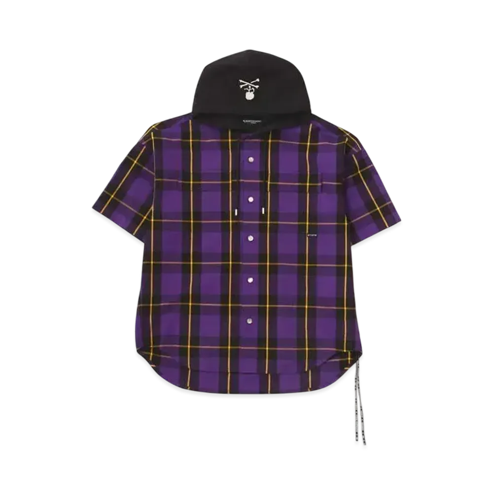 mastermind WORLD Block Plaid SS Hooded Shirt "Purple Base (Purple Plaid)"