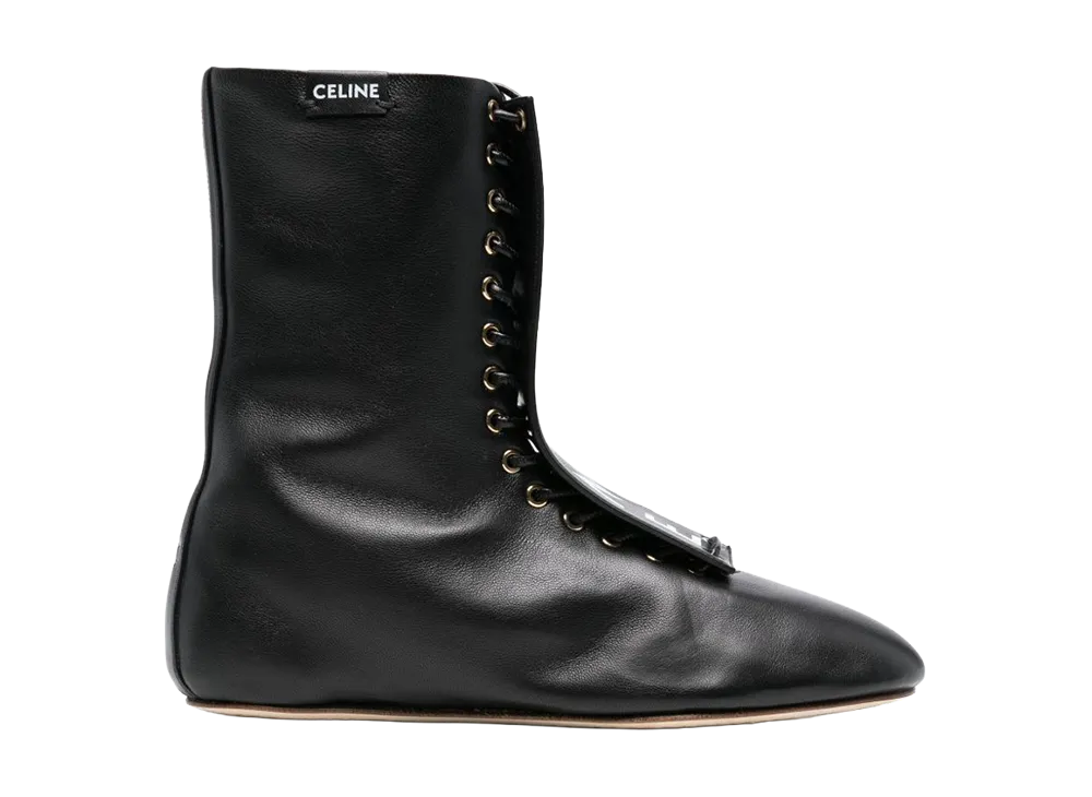 CELINE Women's Lace-Up Boot 05 Lambskin "Black"