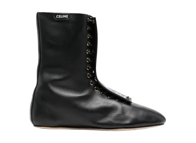 CELINE Women's Lace-Up Boot 05 Lambskin "Black"
