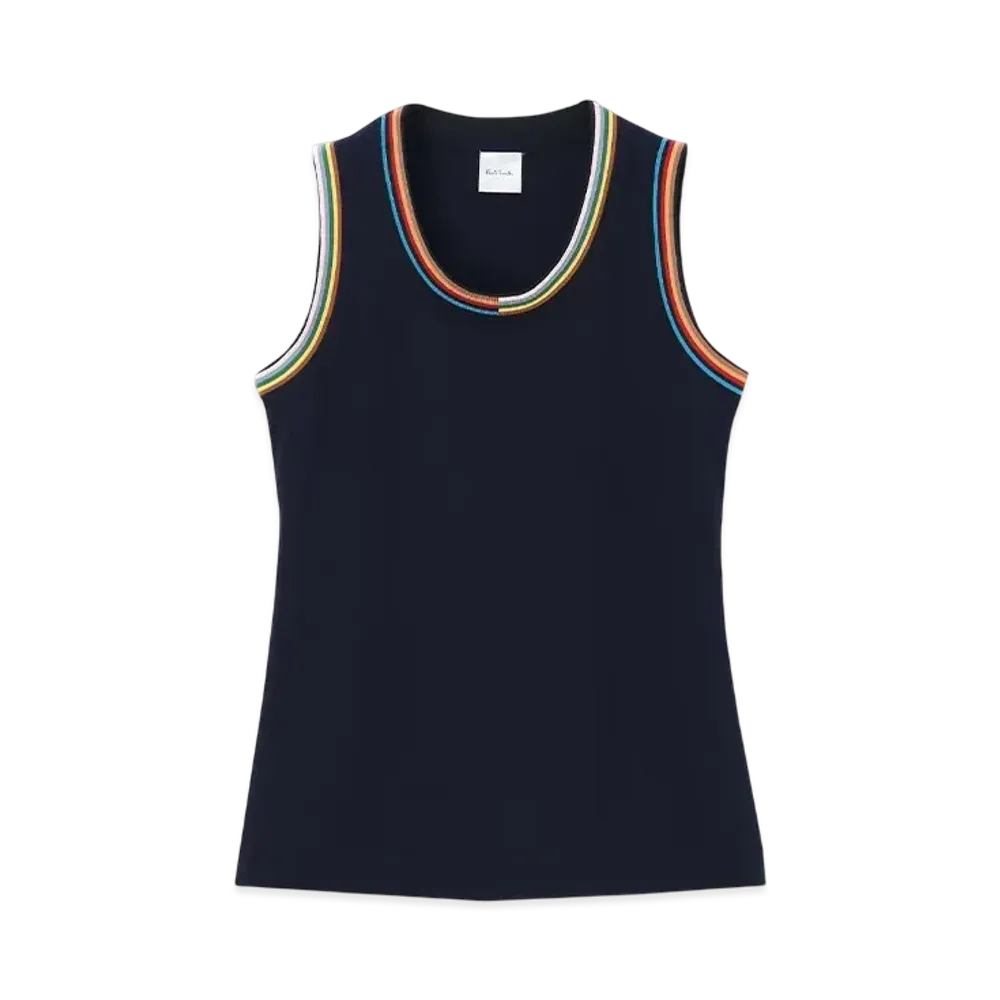 Paul Smith Women's Signature Rib Sleeveless Cut and Sewn "Black"
