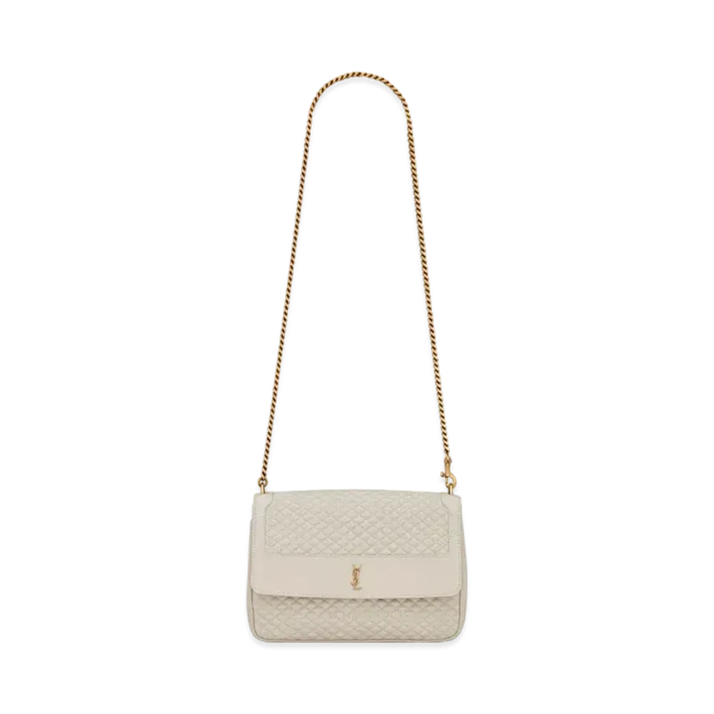 Saint Laurent Victoire Chain Bag In Quilted Lambskin "Vintage White"