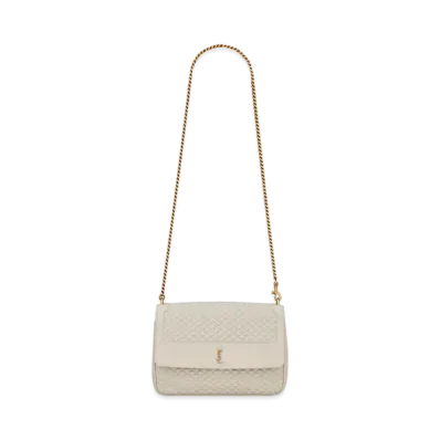 Saint Laurent Victoire Chain Bag In Quilted Lambskin "Vintage White"