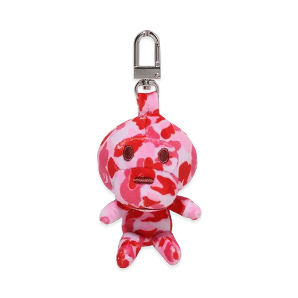 A BATHING APE Ladies Abc Camo Baby Milo Plush Doll Key Chain "Pink"