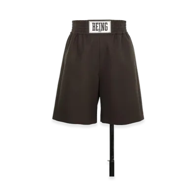 sacai Wool Melton Shorts "Dark Khaki"