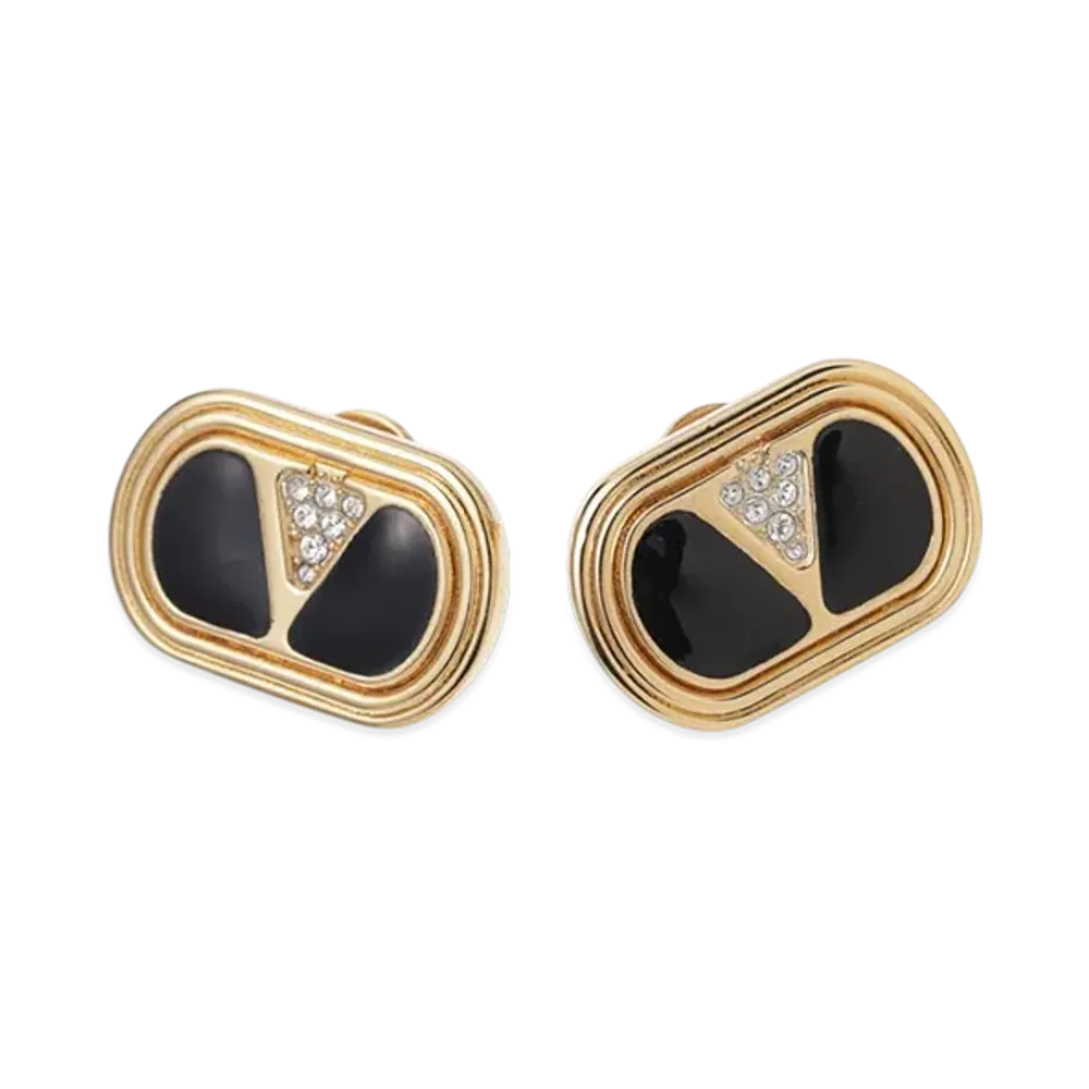 Valentino Earrings "Gold/Black/Crystal"