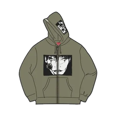 Supreme The Crow Zip Up Hooded Sweatshirt "Olive"
