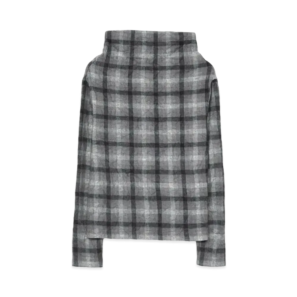 Yohji Yamamoto Y's SHAGGY CHECK JQ WRINKLE OFF NECK LONG SLEEVE T "Gray"
