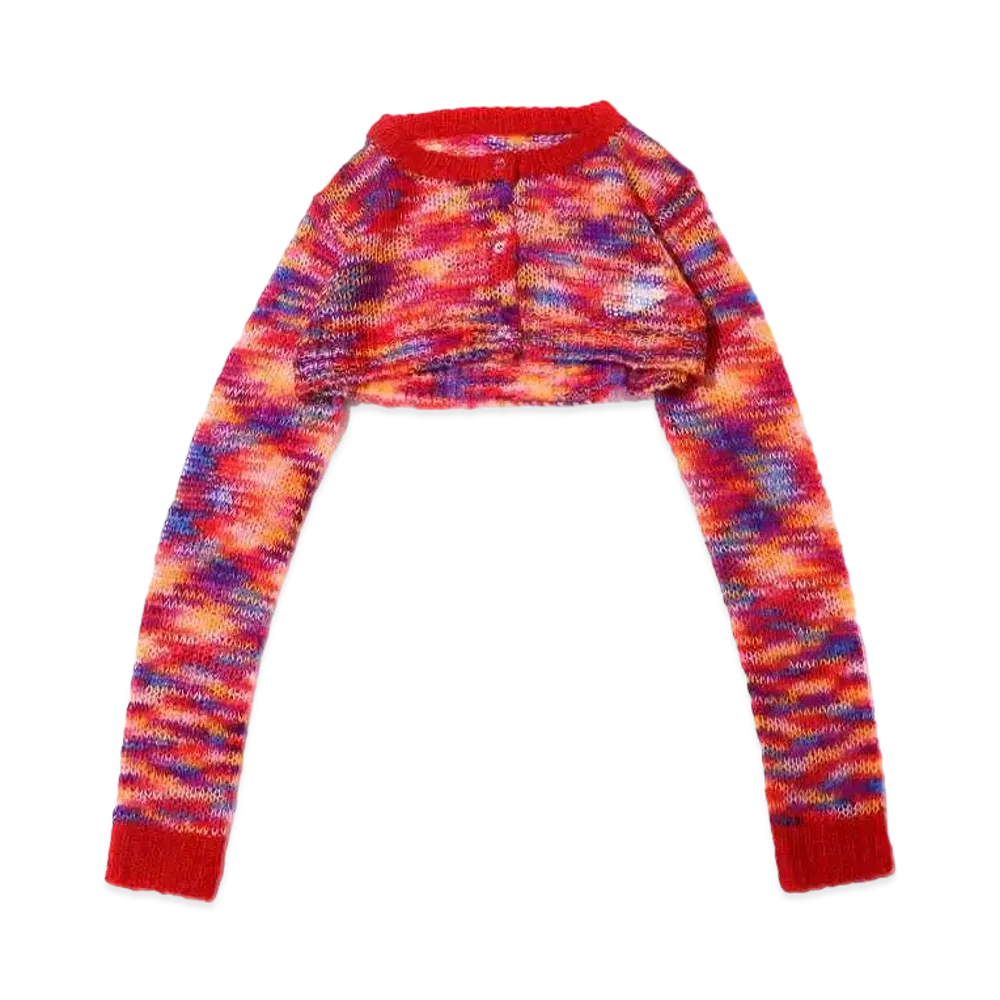 atmos pink Colorful Mohair Touch Short Cardigan "Red"